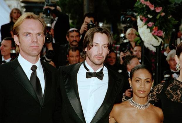 Hugo Weaving, Keanu Reeves and Jada Pinkett Smith at the Matrix Reloaded premiere at the Cannes Film Festival 2003. Cannes, France, 15 May 2003. FAMOUS Copyright: xFAMOUS. x 04534539