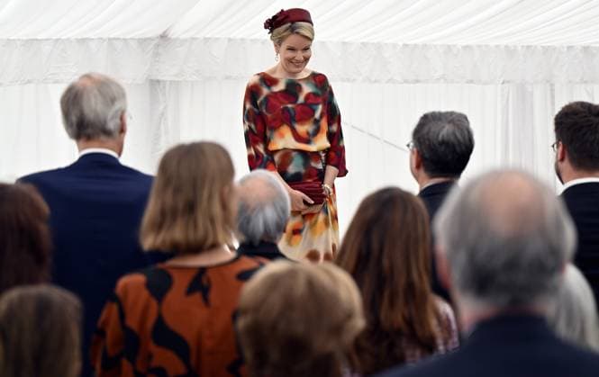 Queen Mathilde of Belgium pictured during the award ceremony of the Queen Elisabeth Violin Competition 2024, at the Queen Elisabeth Music Chapel (Chapelle Musicale Reine Elisabeth - Muziekkapel Koningin Elisabeth), in Waterloo on Tuesday 04 June 2024.  ERICxLALMAND 93955042