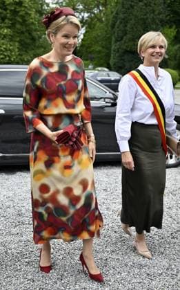 Queen Mathilde of Belgium and Waterloo mayor Florence Reuter pictured during the award ceremony of the Queen Elisabeth Violin Competition 2024, at the Queen Elisabeth Music Chapel (Chapelle Musicale Reine Elisabeth - Muziekkapel Koningin Elisabeth), in Waterloo on Tuesday 04 June 2024.  ERICxLALMAND 93955137