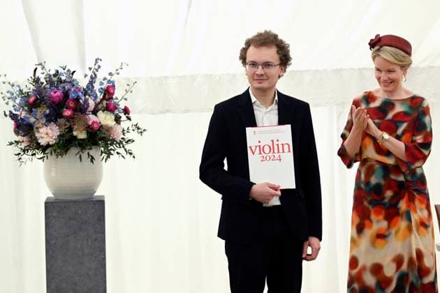 Presentation of prizes to the winners of the Queen Elisabeth Competition 2024 BRUSSELS, BELGIUM - JUNE 04: Presentation of prizes to the winners of the twentieth edition of the Queen Elisabeth Competition dedicated to the violin in the presence of Queen Mathilde. First Prize 2024 (Queen Elisabeth International Grand Prix) : Dmytro Udovychenko (Ukraine) on June 04, 2024 in Brussels, Belgium, 04 06 2024 Brussels Belgium  Copyright: xDidierxLebrunx