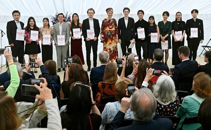 Presentation of prizes to the winners of the Queen Elisabeth Competition 2024 BRUSSELS, BELGIUM - JUNE 04: Presentation of prizes to the winners of the twentieth edition of the Queen Elisabeth Competition dedicated to the violin in the presence of Queen Mathilde. First Prize 2024 (Queen Elisabeth International Grand Prix) : Dmytro Udovychenko (Ukraine) Second prize 2024: Joshua Brown (USA) Third prize 2024: Elli Choi (USA) on June 04, 2024 in Brussels, Belgium, 04 06 2024 Brussels Belgium  Copyright: xDidierxLebrunx