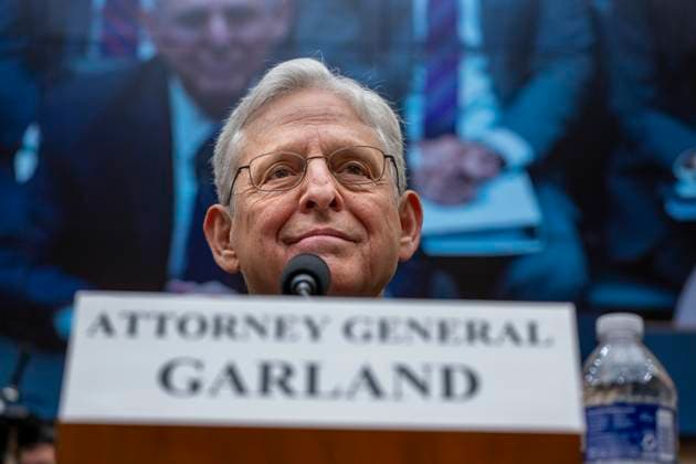 Bilder des Jahres 2024, News 06 Juni News Themen der Woche KW23 Attorney General, U.S. Department of Justice Merrick Garland, testifies before the House Judiciary Committee on Oversight of the U.S. Department of Justice on Capitol Hill in Washington, DC on Tuesday, June 4, 2024. Garland slams the repeated attacks and conspiracy theories floated by Republicans about the Justice Department being weaponized against former President Donald saying, I will not be intimidated.  WAP2024060323 KenxCedeno
