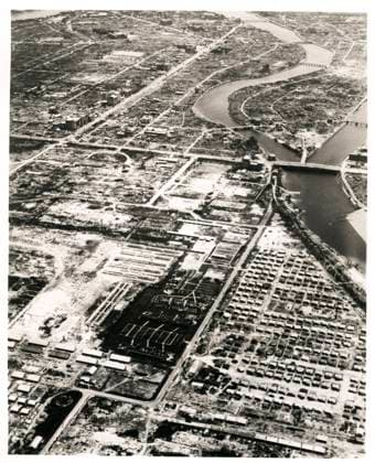 RECORD DATE NOT STATED Aerial view of the city of Hiroshima, Japan, atom bomb 1945 Aerial view of the city of Hiroshima, Japan, following the explosion of the atomic bomb 1945, World War II  Copyright: Copyrightx(c)Geminix2023.xCredit:xGemini 13410103