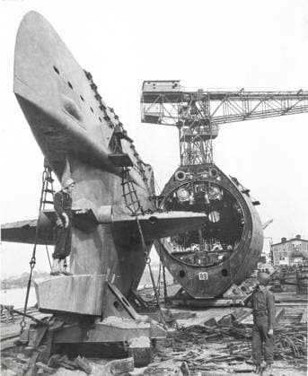 RECORD DATE NOT STATED World War II Deshimag shipyard Germany 1945 World War II vintage photograph - Deshimag shipyard and submarine after capture, Germany 1945  Copyright: Copyrightx(c)Geminix2023.xCredit:xGemini 13410519