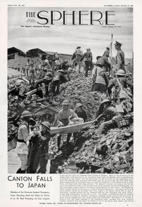 RECORD DATE NOT STATED Sphere cover - Canton falls to Japan Members of the University Students Emergency Corps searching amid the debris for victims of an air raid preceding the city s capture during the second Sino-Japanese War. Date: 1938  Copyright: Copyrightx(c)Geminix2023.xCredit:xGemini 14032168