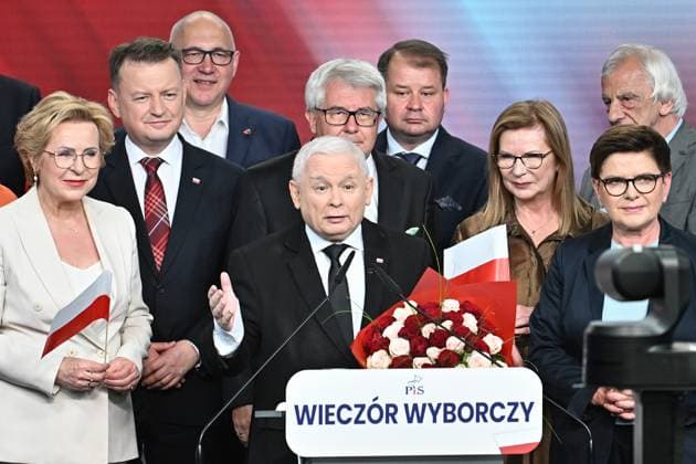 News Themen der Woche KW23 News Bilder des Tages RECORD DATE NOT STATED 09.06.2024 WARSZAWA WYBORY EUROPEJSKIE 2024 WIECZOR WYBORCZY PIS JAROSLAW KACZYNSKI FOT DAMIAN BURZYKOWSKI NEWSPIX.PL --- Newspix.pl --- Newspix.pl Announcement of the poll results of the European Parliament elections at the Law and Justice headquarters. PHOTOGRAPHER: BURZYKOWSKI DAMIAN NEWSPIX.PL POLAND OUT!  DB090624_006