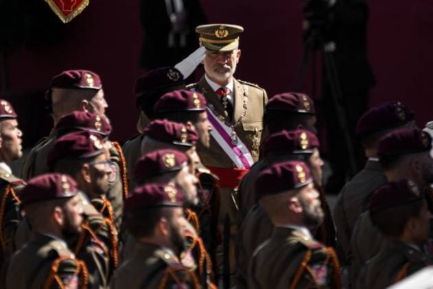 Entertainment Themen der Woche KW24 Entertainment Bilder des Tages King Felipe Attends the Meeting The Royal and Military Order of Saint Hermenegildo - Spain King Felipe VI greets upon his arrival to preside over the meeting of the Chapter of the Royal Military Order of San Hermenegildo, at the Monastery of San Lorenzo del Escorial, on June 11, 2024, in San Lorenzo del Escorial, Madrid (Spain). The Order of San Hermenegildo was instituted in 1814 by Ferdinand VII in recognition of the constancy in the military service to the officers of the Army. It is currently held every two years. Photo by Diego RadamÃ s Europa Press ABACAPRESS.COM Madrid San Lorenzo del Escorial Spain  Copyright: xEuropaxPress ABACAx