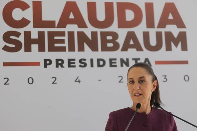 The elected President of Mexico, Claudia Sheinbaum Pardo, speaks during an briefing conference at the transition house located in the Iztapalapa mayor s office, where she will refine details to receive the American entourage with whom she will have a meeting. Mexico City Mexico - ZUMAe321 20240611_zia_e321_012 Copyright: xIanxRoblesx