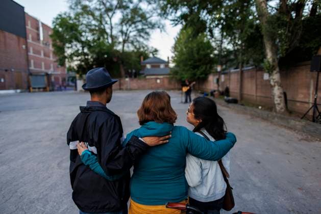 June 11, 2024, Toronto, On, CANADA: Parishioners and community members gather out front of the burnt out St. Anne s Anglican Church, during an evening vigil to mourn the loss of the church following a Sunday morning fire, Tuesday, June 11, 2024. Toronto CANADA  - ZUMAc35_ 20240611_zaf_c35_100 Copyright: xColexBurstonx
