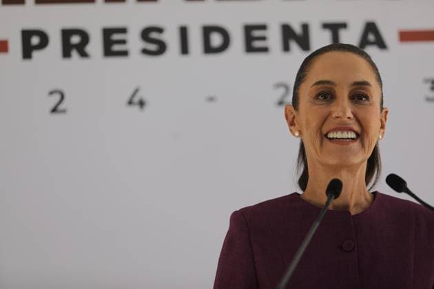 The elected President of Mexico, Claudia Sheinbaum Pardo, speaks during an briefing conference at the transition house located in the Iztapalapa mayor s office, where she will refine details to receive the American entourage with whom she will have a meeting. Mexico City Mexico - ZUMAe321 20240611_zia_e321_002 Copyright: xIanxRoblesx