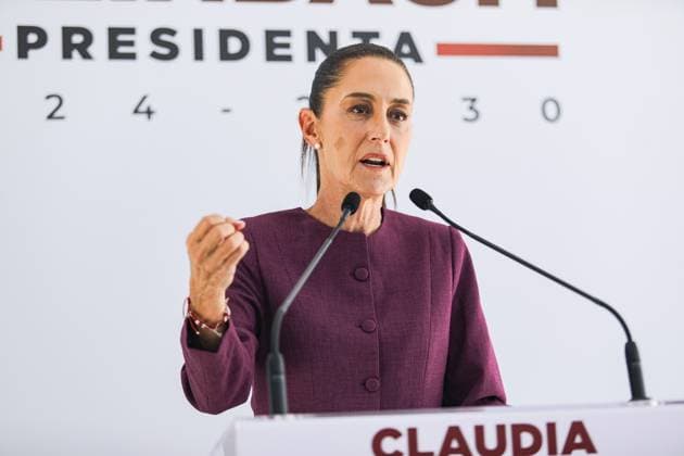 Mexico™s Elected President Claudia Sheinbaum Pardo Briefing The elected President of Mexico, Claudia Sheinbaum Pardo, speaks during an briefing conference at the transition house located in the Iztapalapa mayor s office, where she will refine details to receive the American entourage with whom she will have a meeting. on June 11, 2024 in Mexico City, Mexico. Mexico City CDMX Mexico Copyright: xIanxRoblesxxEyepixxGroupx