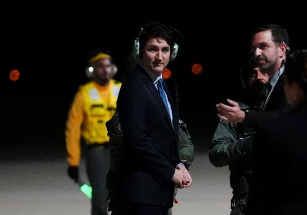 June 12, 2024, Grottaglie, Ityaly: Prime Minister Justin Trudeau prepares for a transfer flight to the G7 Summit Site on an Italian Airforce helicopter after arriving in Grottaglie, Italy on Wednesday, June 12, 2024., to attend the G7 Summit. Grottaglie Ityaly  - ZUMAc35_ 20240612_zaf_c35_053_20240612 Copyright: xSeanxKilpatrickx