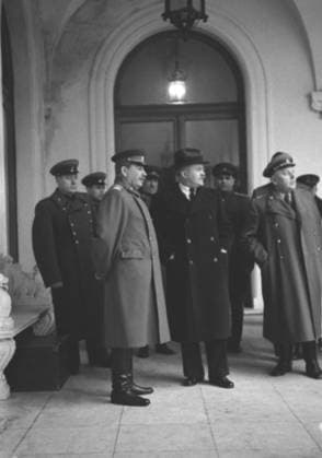 1945 Yalta Conference 5704070 04.02.1945 Soviet leader Marshal of the Soviet Union Joseph Stalin and Foreign Miinster of the USSR Vyacherslav Molotov at the Yalta (Crimea) Conference of the leaders of the USSR, the USA and the UK in Livadia Palace, 4-11 February, 1945. Viktor Yalta Republic of Crimea Russia  Copyright: xViktorx