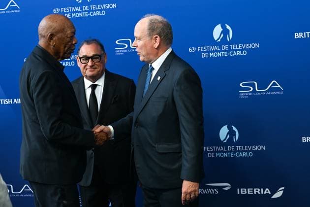 63eme Festival de Television de Monte Carlo SAS Prince Albert de Monaco, Morgan Freeman 306213 2024 06 14  Copyright: xLionelxGuericolas MPPx STAR_306213_162