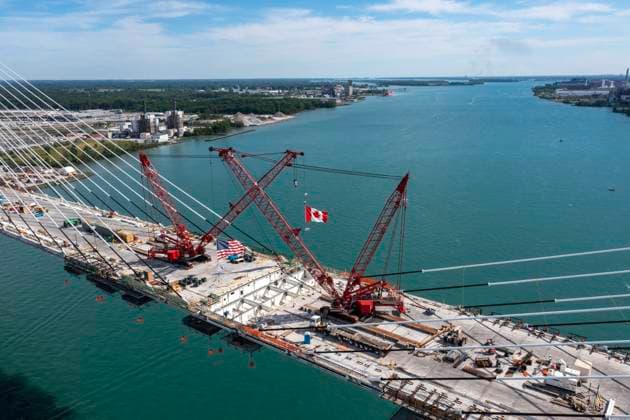 June 15, 2024, Detroit, Michigan, USA: The last deck section has been put in place on the Gordie Howe International Bridge, linking Detroit with Windsor, Ontario across the Detroit River. The bridge is expected to open in 2025. Detroit USA - ZUMAw66_ 20240615_zaf_w66_001 Copyright: xJimxWestx