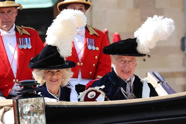 Entertainment Themen der Woche KW25 Entertainment Bilder des Tages . 17 06 2024. Windsor , United Kingdom. King Charles III, Queen Camilla , Prince William and other members of the UK Royal Family leaving the Garter Day service at Windsor Castle, United Kingdom.  xStephenxLockx xi-Imagesx IIM-25311-0019