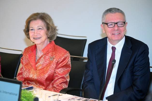 Queen Sofia at the closing ceremony of academic year of Reina Sofia school of Music Queen Sofia and Alberto Ruiz Gallardon during the 8th annual meeting of the International Circle held at the Museo Nacional Centro de Arte Reina Sofia, on June 18, 2024, in Madrid, Spain. Photo by Jose Oliva Europa Press ABACAPRESS.COM Madrid Spain  Copyright: xEuropaxPress ABACAx