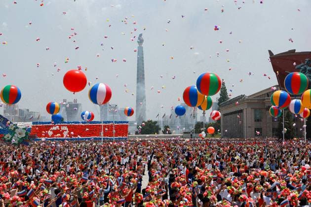 News Themen der Woche KW25 News Bilder des Tages NORTH KOREA, PYONGYANG - JUNE 19, 2024: An official ceremony takes place in Kim Il-sung Square to welcome Russia s President Vladimir Putin on a state visit. Vladimir Smirnov TASS  71243961