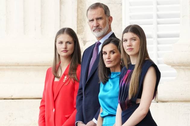 Entertainment Themen der Woche KW25 19-06-2024 Madrid Princess Leonor and King Felipe and Queen Letizia and Princess Sofia on balcony of the royal palace during the 10th anniversary of the Spanish King his coronation in Madrid. No Spain Â  Copyright: xPPEx