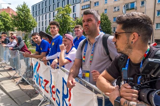 Ankunft der französischen Nationalmannschaft am Hyperion Hotel in Leipzig. Morgen wird die L equipe tricolore gegen Holland spielen. Nationaltrainer ist Didier Dechamps Ankunft Frankreich