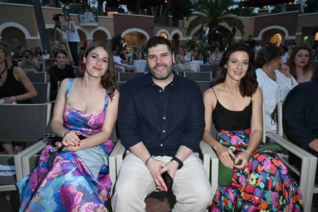 Cagliari: Santa Margherita di Pula, Cagliari, 7th edition of the Filming Italy Sardinia Festival, Red Carpet awards ceremony in the early evening. In the photo: Salvatore Esposito, Barbara Ronchi, Diana Del Bufalo Cagliari  - ZUMAp169 20240621_zea_p169_205 Copyright: xIPAx