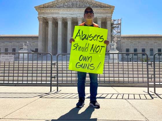 June 21, 2024, Washington, District Of Columbia, USA: Reverend PATRICK MAHONEY stands in support of the U.S. Supreme Courts 8 to 1 decision upholding a federal law banning domestic violence abusers from owning guns in the U.S v. Rahimi decision...Mahoney is the director of the Christian Defense Coalition, a national ministry committed to challenging Christians to live their faith out in the public square. Washington USA - ZUMAd155 20240621_znp_d155_001 Copyright: xSuexDorfmanx