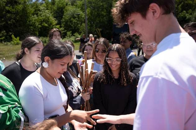 June 21, 2024, WeöÄÃ KoqmaöÄÃ Q First Nat, Ns, Canada: Students from the We koqma q Mikmaw School play Rock, Paper, Scissors, Shoot with Xavier Trudeau, the Prime Minister s son, following an event for National Indigenous Peoples Day in We koqma q First Nation, N.S. on Friday, June 21, 2024. WeöÄÃ KoqmaöÄÃ Q First Nat Canada - ZUMAc35_ 20240621_zaf_c35_024 Copyright: xDarrenxCalabresex