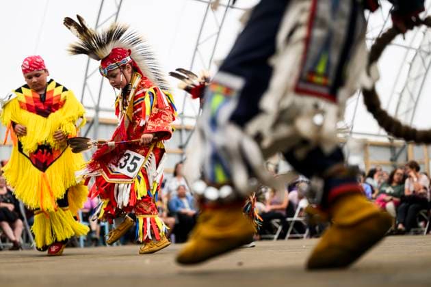 June 23, 2024, Ottawa, On, CAN: Youth dancers compete in the Summer Solstice Indigenous Festival s 2024 Competition Pow Wow at Madahoki Farm in Ottawa, Sunday, June 23, 2024. Ottawa CAN  - ZUMAc35_ 20240623_zaf_c35_016 Copyright: xJustinxTangx