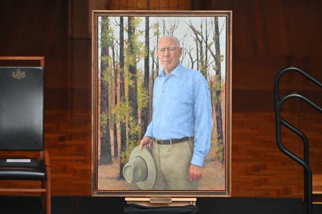 GOVERNOR GENERAL PORTRAIT UNVEILING, The official portrait Governor-General David Hurley at Parliament House in Canberra, Monday, June 24, 2024. ( NO ARCHIVING, EDITORIAL USE ONLY, NO USE IN BOOKS WITHOUT CONSENT CANBERRA AUSTRALIAN CAPTIAL TERRITORY AUSTRALIA  Copyright: xMICKxTSIKASx 20240624124502343900