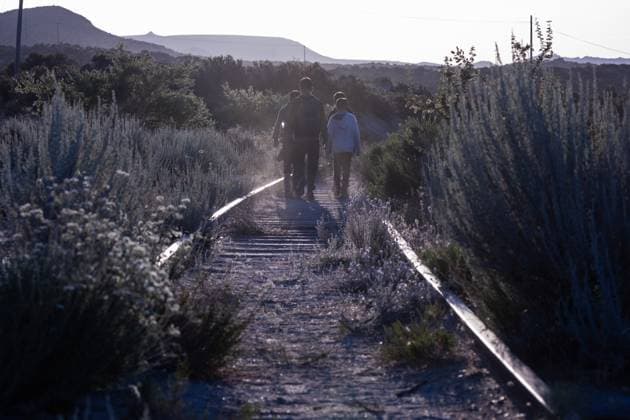 JACUMBA HOT SPRINGS, CA - JUNE 24: Migrants cross into U.S. from Mexico through an abandoned railroad on June 24, 2024 in Jacumba Hot Springs, San Diego, California.  Copyright: xVCGx 111503898907