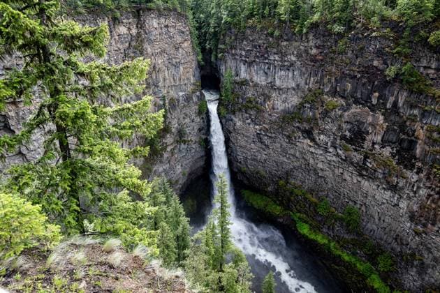 Creative Highlights World Clearwater CAN, Kanada Canada, Urlaubseindruecke und Sehenswuerdigkeiten, Wells Gray Provincial Park, Clearwater, 24.06.2024. Die Spahats Creek Falls Wasserfaelle im Wells Gray Provincial Park. CAN, Kanada Canada, Urlaubseindruecke und Sehenswuerdigkeiten, Wells Gray Provincial Park, Clearwater, 24.06.2024. *** Clearwater CAN, Canada Canada, Vacation Impressions and Attractions, Wells Gray Provincial Park, Clearwater, 24 06 2024 The Spahats Creek Falls Waterfalls in Wells Gray Provincial Park CAN, Canada Canada, Vacation Impressions and Attractions, Wells Gray Provincial Park, Clearwater, 24 06 2024 Copyright: xEibner-Pressefoto HeikexFeinerx EP_HFR