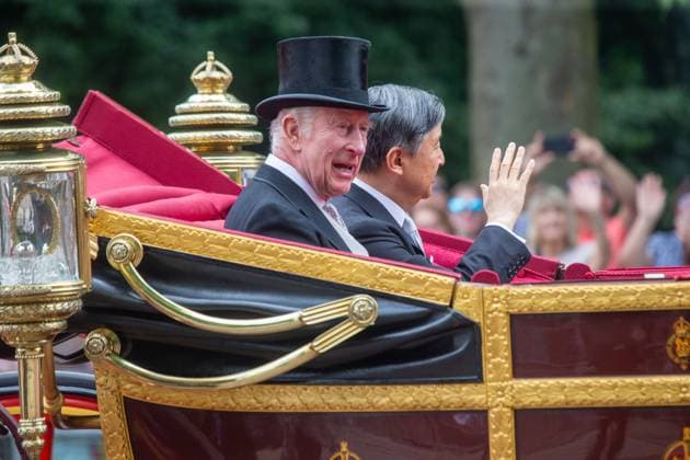 Entertainment Themen der Woche KW26 Entertainment Bilder des Tages June 25, 2024, London, England, United Kingdom: King CHARLES III and Emperor of Japan NARUHITO are seen on The Mall during ceremonial procession commencing the state visit of the emperor. London United Kingdom - ZUMAs262 20240625_zip_s262_043 Copyright: xTayfunxSalcix