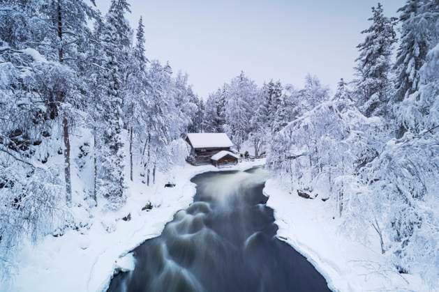 The famous Myllykosky mill during a cold winter day, Oulanka National Park, Kuusamo, Finland, Europe Copyright: carloxalbertoxconti 1369-238
