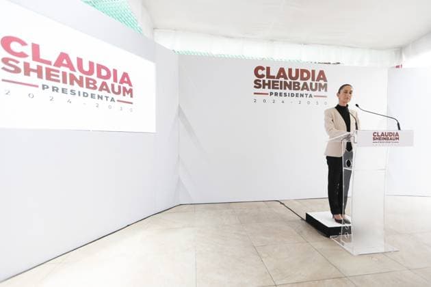 News Bilder des Tages Claudia Sheinbaum Briefing Conference Claudia Sheinbaum Pardo, President-elect of Mexico, speaking during a press conference at the transition house at Iztapalapa mayoralty. on June 26, 2024 in Mexico City, Mexico. (Photo by Ian Robles Eyepix Group) Mexico City CDMX Mexico Copyright: xIanxRoblesxxEyepixxGroupx