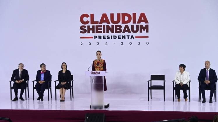 President-Elect Claudia Sheinbaum Presents Her New Cabinet - Mexico City Claudia Sheinbaum Pardo, incoming President of Mexico, speaking during the presentation of the second part of her government cabinet at Museo Interactivo de Economía (MIDE). Mexico City, Mexico, June 27, 2024. Photo by Carlos Tischler Eyepix Group ABACAPRESS.COM) Mexico City Mexico  Copyright: xTischlerxCarlos Eyepix ABACAx