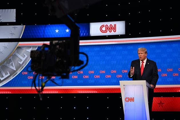June 27, 2024, Atlanta, Georgia, USA: Former President DONALD TRUMP speaks as he faces off with President Biden during their first presidential debate at CNN. (Credit CNN via ZUMA Press Wire) Atlanta USA - ZUMA 20240627_new_z03_048 Copyright: xWillxLanzonix