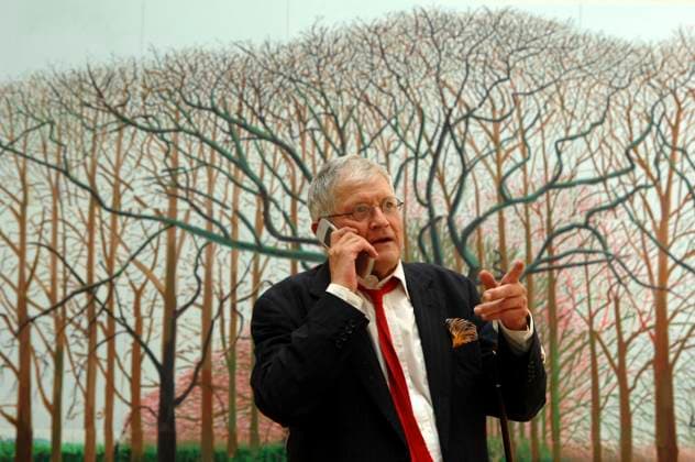 Hockney Goes Large. David Hockney RA unveils the largest painting ever shown at the Royal Academy s Summer Exhibition. Made up of a grid of 50 small canvases, the work is 40ft wide x 15ft high, painted in the open air, this is the lagest Hockney ever made. Date: 25.05.2007,  Copyright: xDavidxWimsettx xAvalonx 0559776873