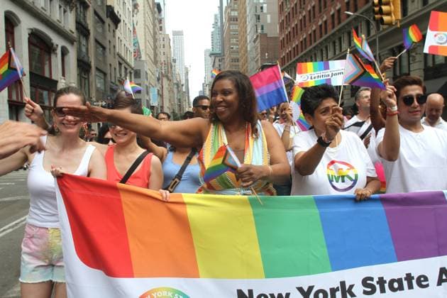 News Themen der Woche KW26 News Bilder des Tages June 30, 2024, New York, New York, USA: New York, New York , Pride March Celebration.The Parade started on Manhattans 5th ave. and snaked through the streets of New York to Greenwich Village past the Stone Wall inn where the Lgbtqia+ movement started in the 1970 s.about two million spectators lined the streets to view the celebration.Attorney General Letitia James New York U.S.A - ZUMAct2_ 20240630_faf_ct2_002 Copyright: xBrucexCotlerx