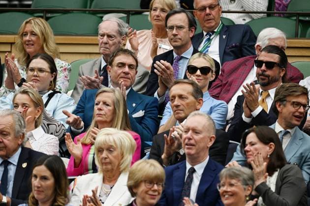 Jordyn Grohl and Dave Grohl watch tennis from the Royal Box on the second day of the Wimbledon tennis championships held at the All England Lawn Tennis & Croquet Club. Featuring: Tallulah Le Bon, Simon Le Bon, Jordyn Grohl, Dave Grohl Where: London, London, United Kingdom When: 02 Jul 2024 Credit: Ray Tang Cover Images **STRICTLY EDITORIAL USE ONLY** EDITORIAL USE ONLY. NOT FOR USE BY NEWSPAPERS BASED IN THE UK. Copyright: xx coverimg53915490