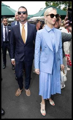 . 02 07 2024. London, United Kingdom. Dave Growl and his wife Jordyn Blum arriving on day two of the Wimbledon Tennis Championships in London.  xStephenxLockx xi-Imagesx IIM-25342-0049