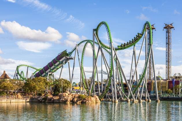 Incredible Hulk roller coaster in Marvel Super Hero Island at Universal Studios Islands of Adventure in Orlando, Florida, USA, North America *** Incredible Hulk Roller Coaster in Marvel Super Hero Iceland AT Universal Studios Islands of Adventure in Orlando, Florida, USA, North America Copyright: imageBROKER RonxBuskirk iblbus10915553.jpg