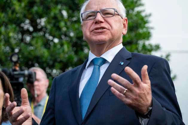 Gov. Tim Walz, Minnesota, Chair, Democratic Governors Association speaks to reporters following a meeting with U.S. President Joe Biden about the current campaign at the White House in Washington, DC on Wednesday, July 3, 2024.  WAP20240703547 KenxCedeno