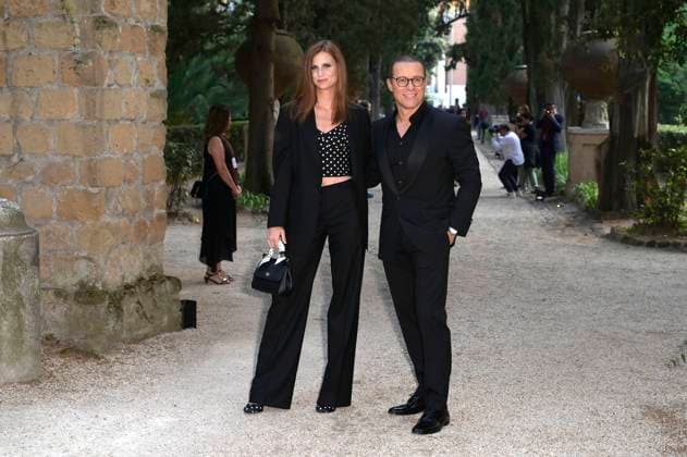 Stefano Accorsi mit Ehefrau Bianca Vitali bei der 64. Verleihung der Globi d Oro 2024 in der Accademia Tedesca di Roma Villa Massimo. Rom, 03.07.2024