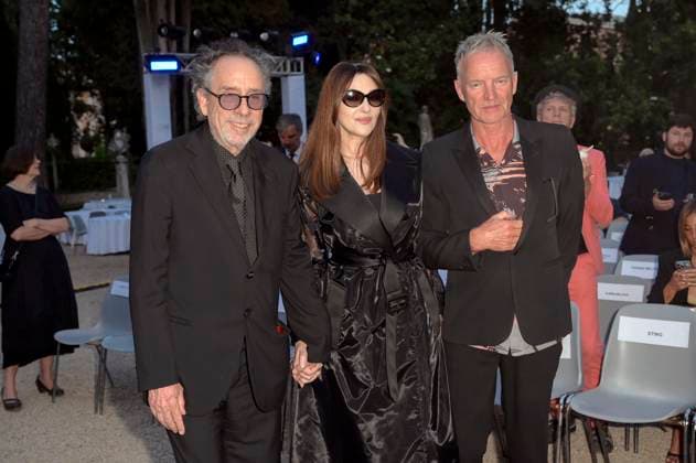 Tim Burton, Monica Bellucci und Sting bei der 64. Verleihung der Globi d Oro 2024 in der Accademia Tedesca di Roma Villa Massimo. Rom, 03.07.2024