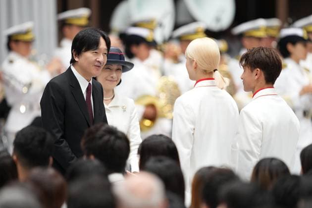 Entertainment Themen der Woche KW27 Entertainment Bilder des Tages Japan, Kronprinz Fumihito und Kronprinzessin Kiko treffen Olympiasportler in Tokio (L-R) Crown Prince Akishino, Princess Kiko, Misaki Emura, Shigeyuki Nakarai Shigekix (JPN), JULY 5, 2024 - Olympic : Japan National Team Organization Ceremony for the 2024 Paris Olympic games in Tokyo, Japan.  , 1047116541st.jpg,
