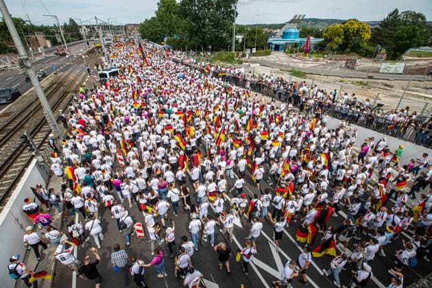Deutscher Fanmarsch in Stuttgart zum Viertelfinale der UEFA Euro 2024 Copyright: xSimonxAdomatx