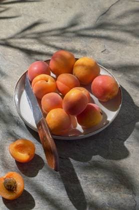 Delicious Ripe Sweet Apricots On Stone Table ,model released, Symbolfoto