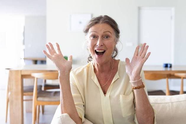 Creative Highlights Symbolbilder Smiling woman with hands raised, expressing excitement while on video call on couch Smiling woman with hands raised, expressing excitement while on video call on couch. Happiness, joy, celebration, emotions, home, relaxation, model released, , property released, Cape Town, South Africa, 2024-05-08T22:00:00.000Z, 5492165.jpg, people,smiling,woman,hands,raised,excitement,video call,couch,happiness,joy,celebration,emotions,home,relaxation,cheerful,expressive,communication,technology,living room,casual,comfortable,indoor,positive,connection,virtual,conversation,fun,lifestyle,leisure,happy,female,interaction,internet,digital,online,remote,chatting,talking,sofa,cozy,delighted,thrilled,jubilant,enthusiastic,face,gesture,modern,social,enjoyment,pl