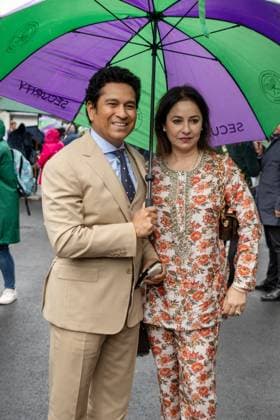 Cricketer Sachin Tendulkar and wife Anjali Tendulkar attend the Wimbledon tennis championships held at the All England Lawn Tennis & Croquet Club. Featuring: Sachin Tendulkar, Anjali Tendulkar Where: London, London, United Kingdom When: 06 Jul 2024 Credit: Ray Tang Cover Images **STRICTLY EDITORIAL USE ONLY** EDITORIAL USE ONLY. NOT FOR USE BY NEWSPAPERS BASED IN THE UK. Copyright: xx coverimg53925665