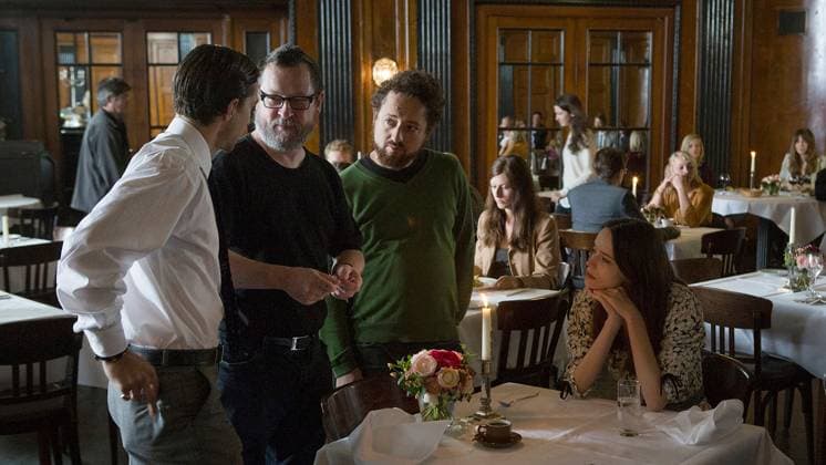 Nymphomaniac (2013) - filmstill Shia LaBeouf, Lars von Trier (director), Manuel Alberto Claro, Stacy Martin on the set of Nymphomaniac (2013) EDITORIAL USE ONLY Copyright: xCAP FBx
